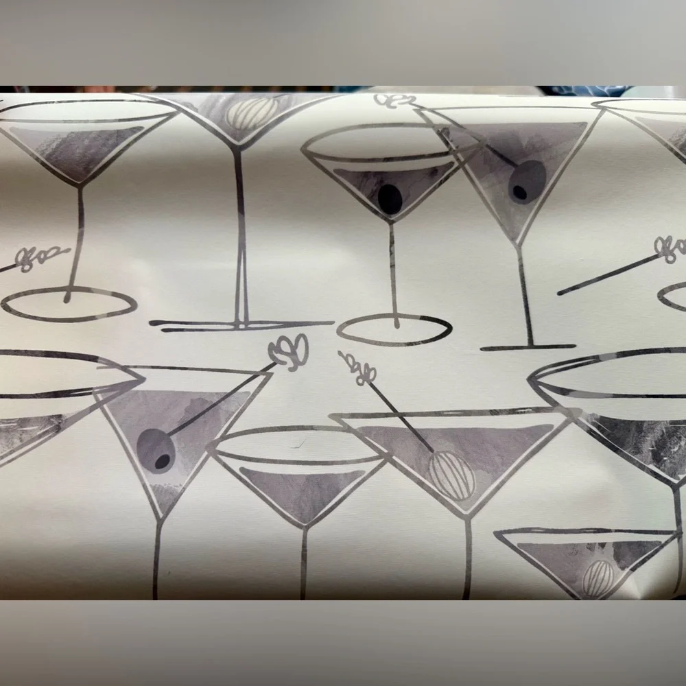 SPOONFLOWER (2)PEEL & STICK WALLPAPER “SHAKEN NOT STIRRED” GRAYSCALE 24”X12’~NEW